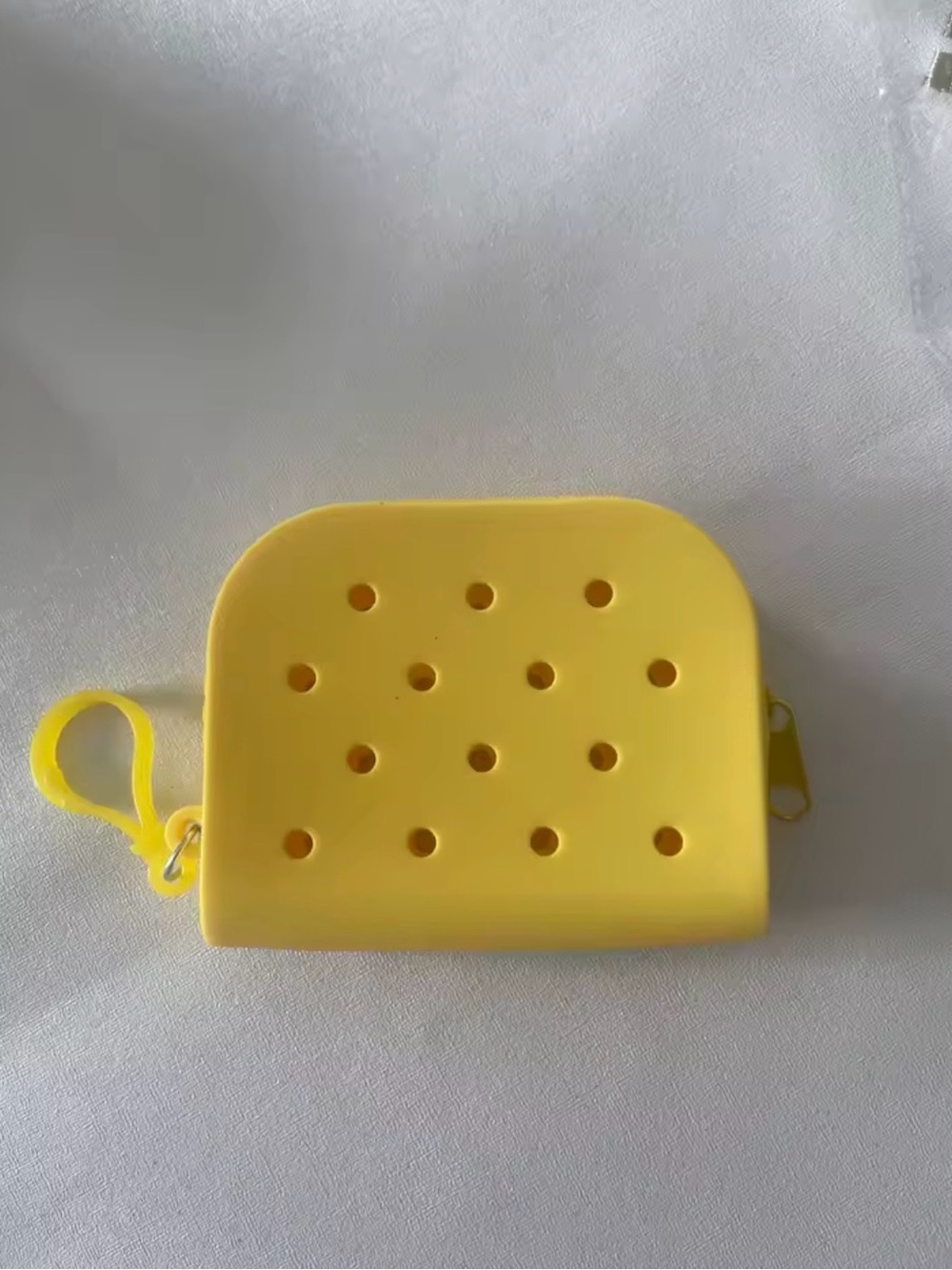 Yellow Silicone Coin Pouch with Clip - Picture 2 of 3